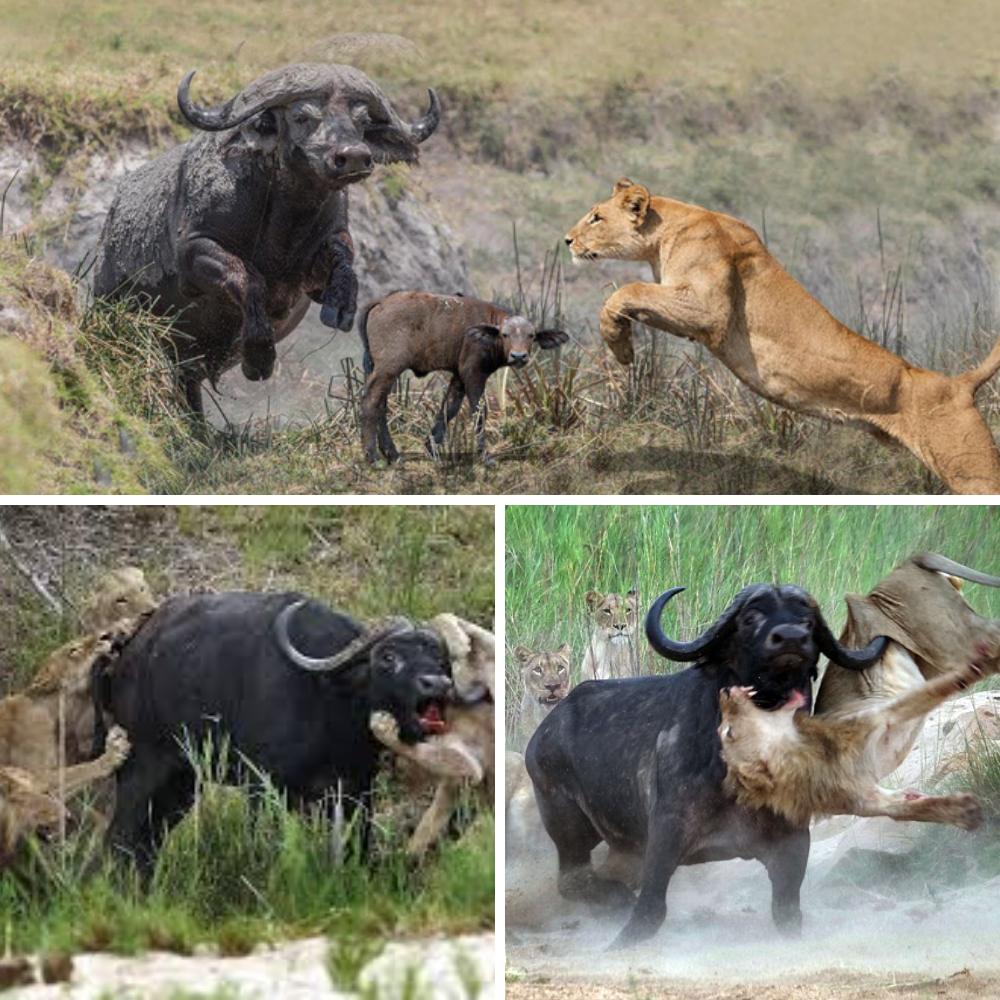 “The Herd Fled… But One Buffalo Turned Back for Her Calf — Then Something Incredible Happened” Everyone ran. She didn’t. Because a mother never forgets. What happened next stunned even the lions.”